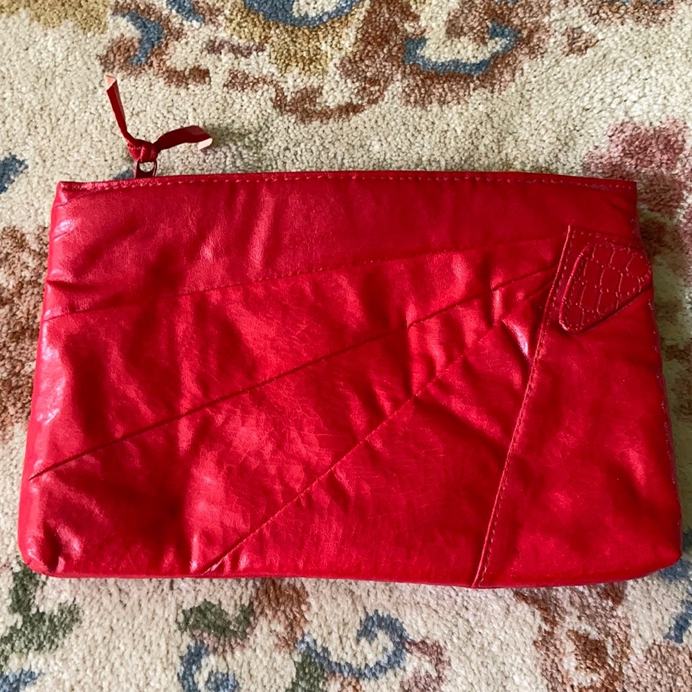 Faux Leather Vintage Red Clutch